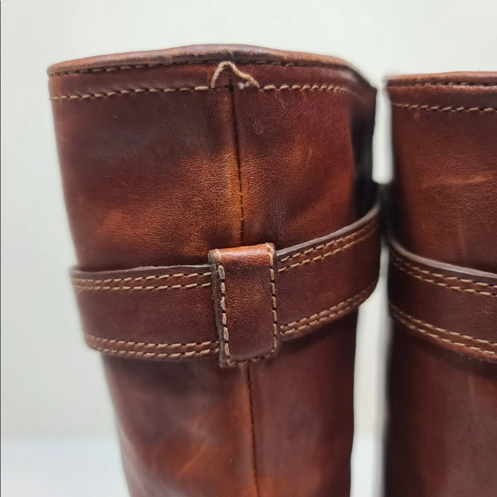 Coach Whitley Brown Leather Knee High Buckle Zip Riding Boots Women Size 7 - Picture 6 of 9
